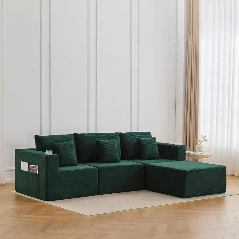Luxury home office furniture vacuum packaging living room corduroy compression combination sofa bed