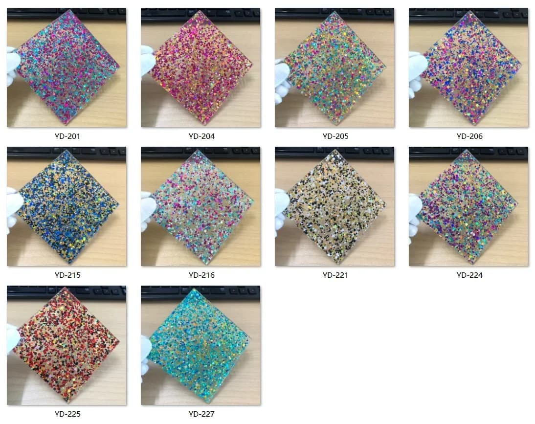 Sparkle Sequin Acrylic Panel PMMA Plexiglass 3mm Thick,10 Colors for DIY Craft Jewelry & Art Decoration