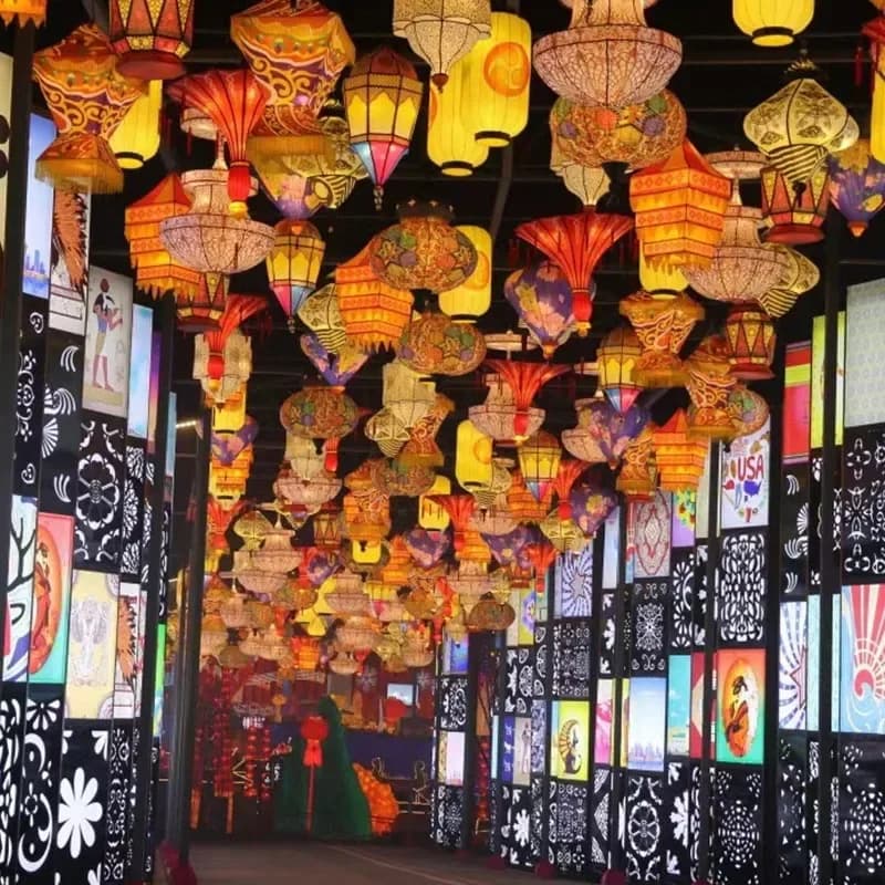 Retro Hanging Lantern for Japanese Restaurant, Festival Decor, Printed Lantern, Chinese New Year Lantern