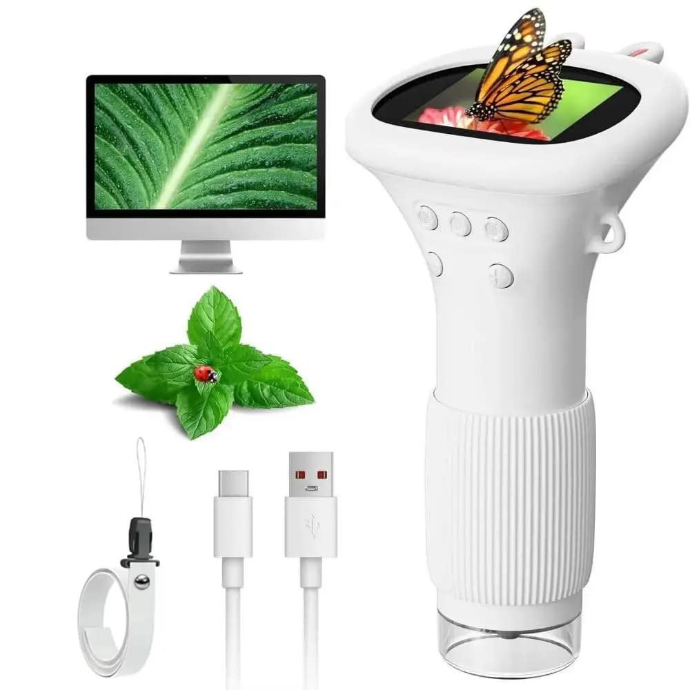 2 Inch IPS Screen Children's Digital Microscope Portable Handheld Handheld Digital Microscope HD 8 LED Light Microscope
