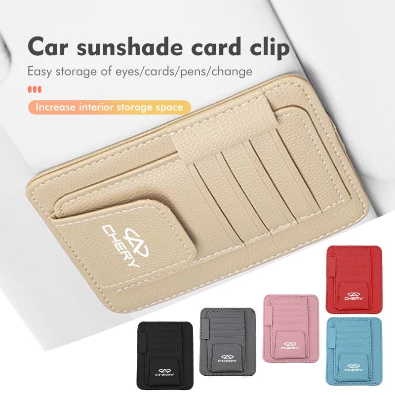 Geely Car Sun Visor Storage Bag Multi-Pocket Card Holder Sunglasses Clip Universal for Geely All Series Auto Interior Parts