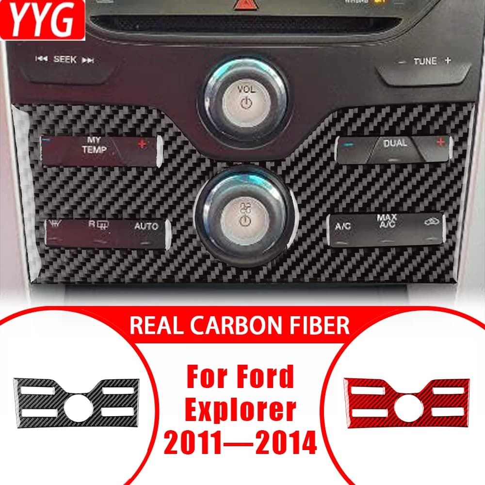 For Ford Explorer 2011—2014 Car Accessoreis Carbon Fiber AC Air Conditioner Control Panel Interior Cover Trim Modified Sticker