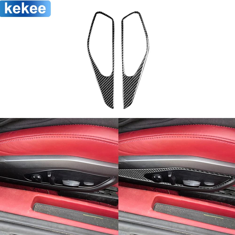 For Porsche 911 992 2019-2023 Seat adjustment frame Interior Real  Soft Carbon Fiber Stickers Trim Auto Decoration Accessories