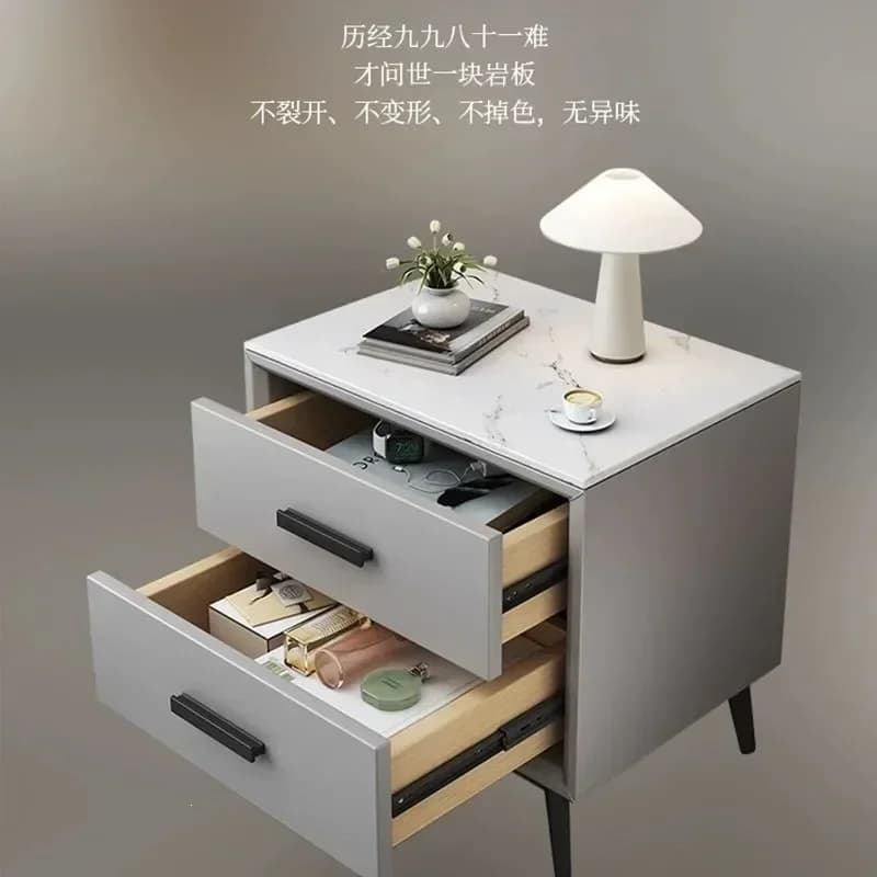 DSA bedroom modern simple light luxury small cabinet advanced storage cabinet rock slab bedside table solid wood home locker