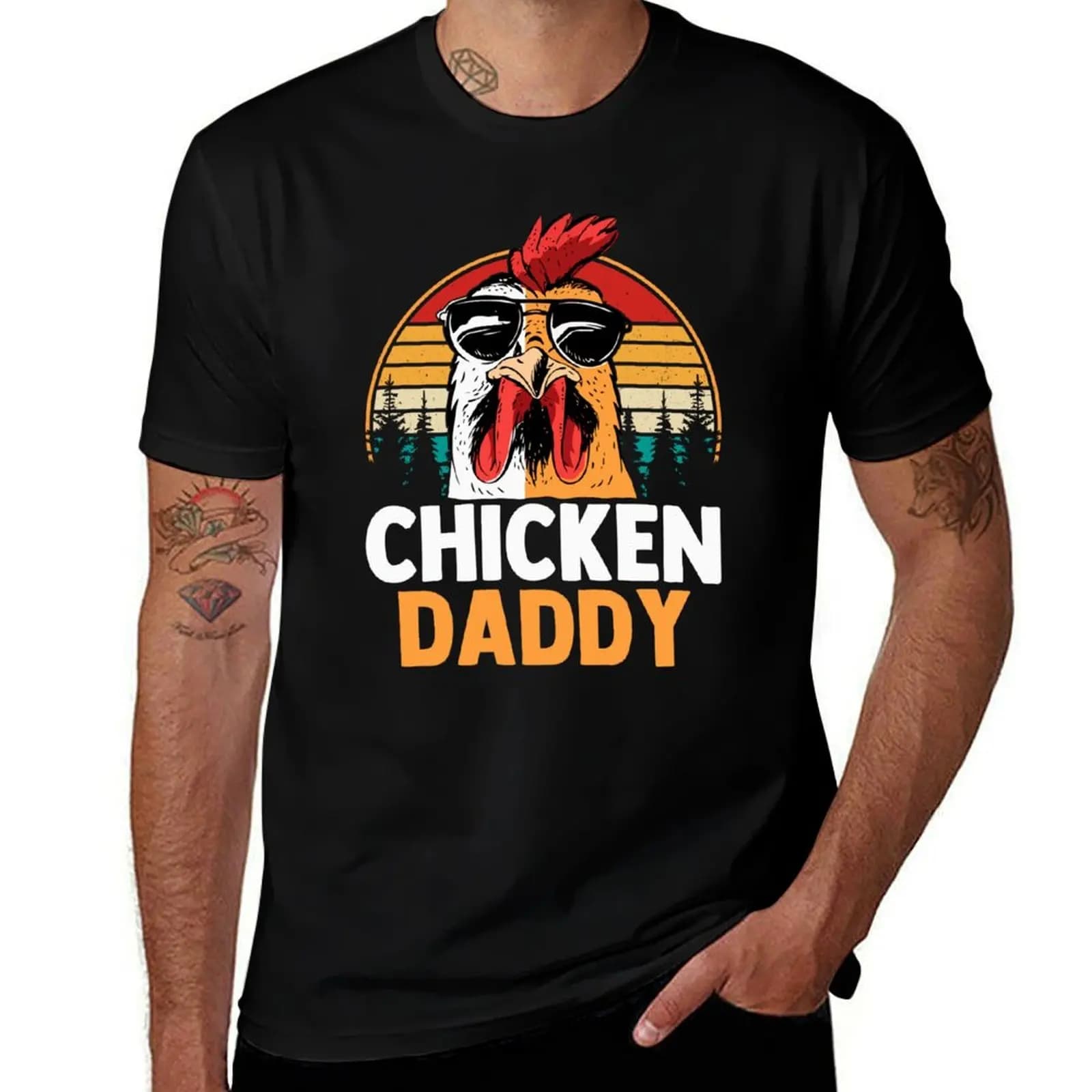 Cute Chicken Art For Men Women Kids Chicken Farmer Lovers T-Shirt Active Sports Short Sleeve Cotton Shirt T-Shirt
