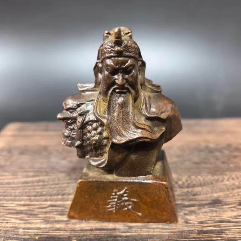 Antique-style Zhongyi Gong bust statue, martial god of wealth Yu, Guan Er Ye, fortune-attracting home decoration, open