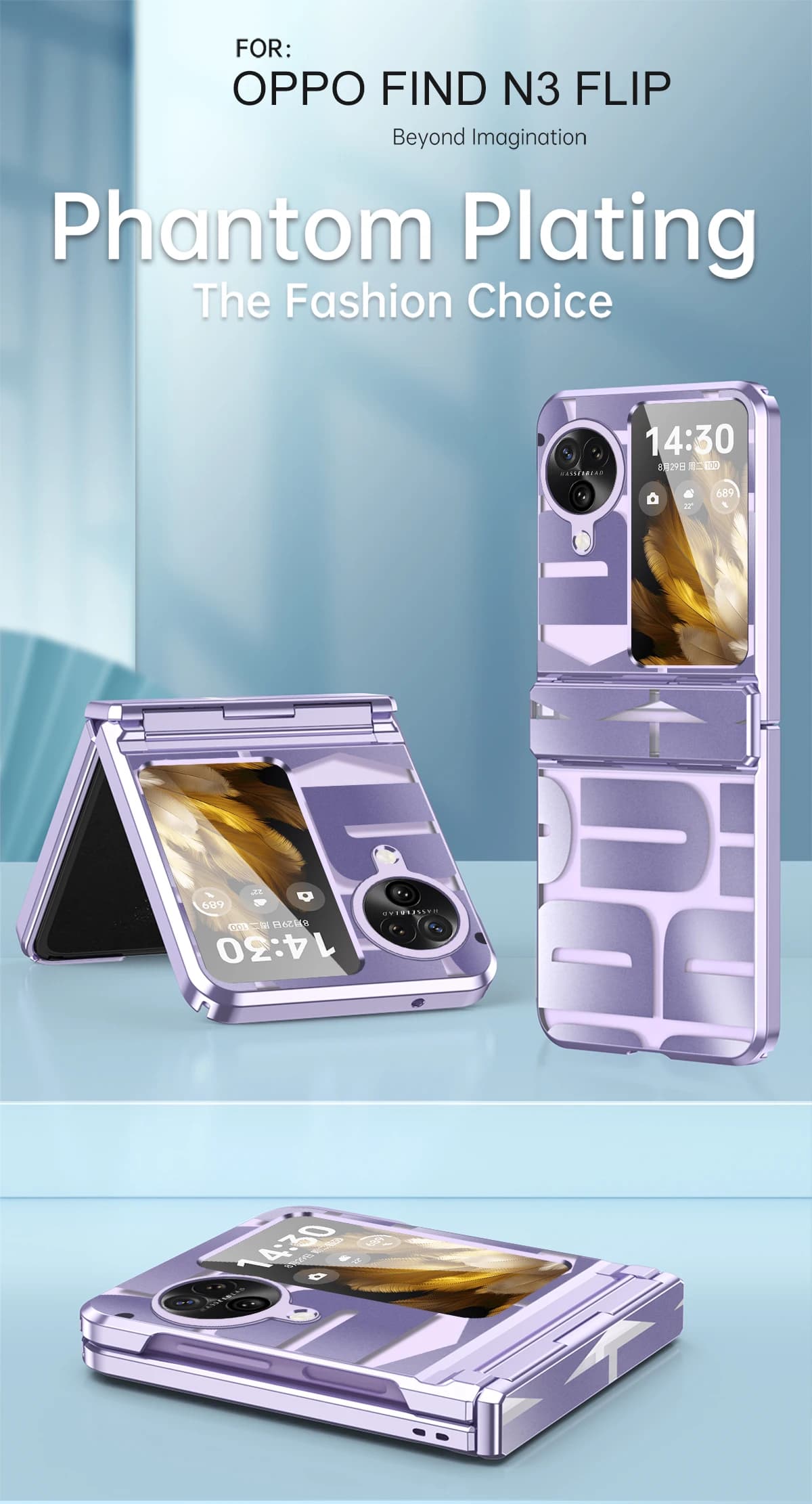 Case For Oppo Find N3 N2 Flip High Grade Texture Fashion Electroplated Surface Hinge Safeguard Drop Resistant Anti Smudge Cover