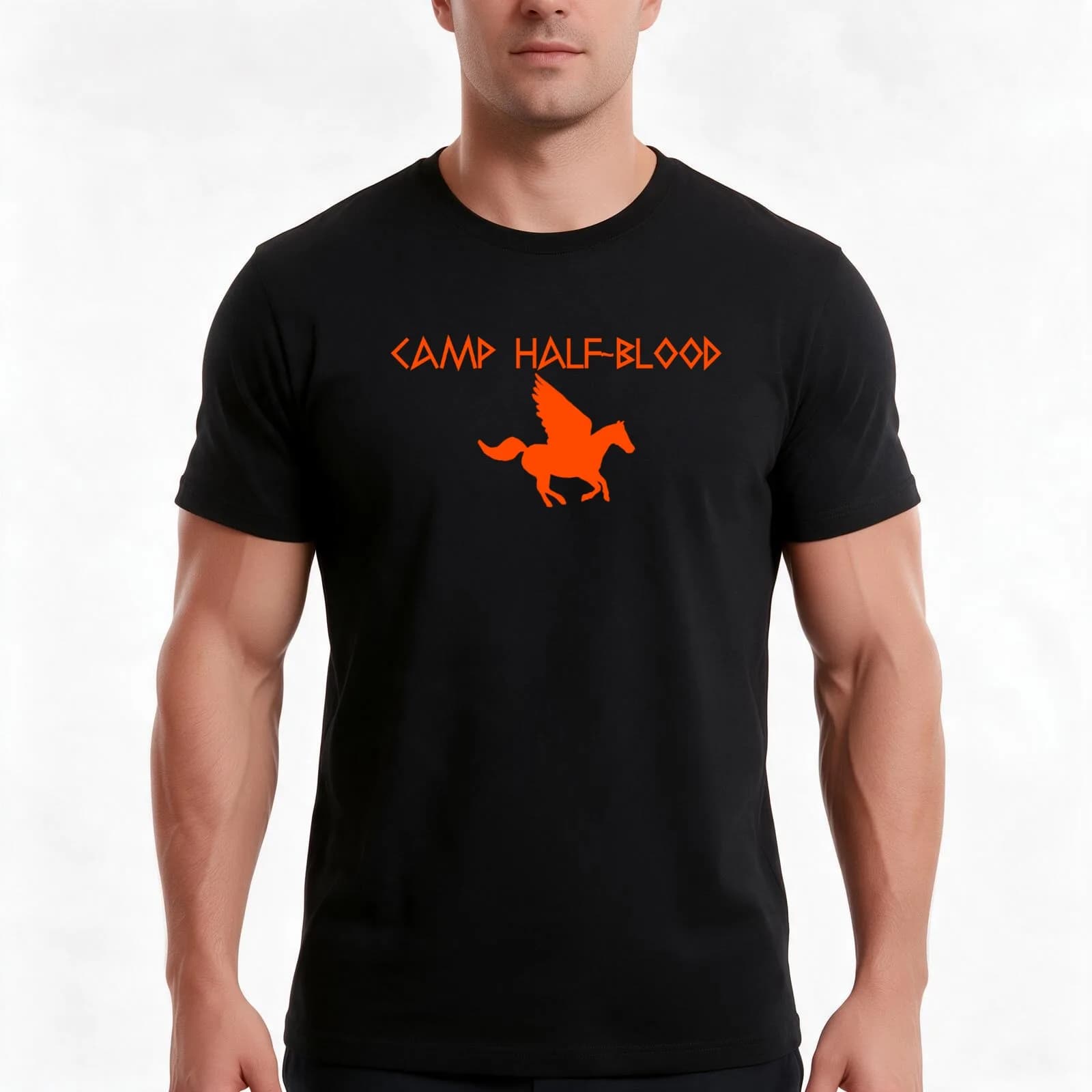 Camp Half-Blood - Orange Logo T-Shirt, Summer Casual Cotton Tee, Oversized Streetwear Tops, Vintage Graphic Print, 100% Cotton