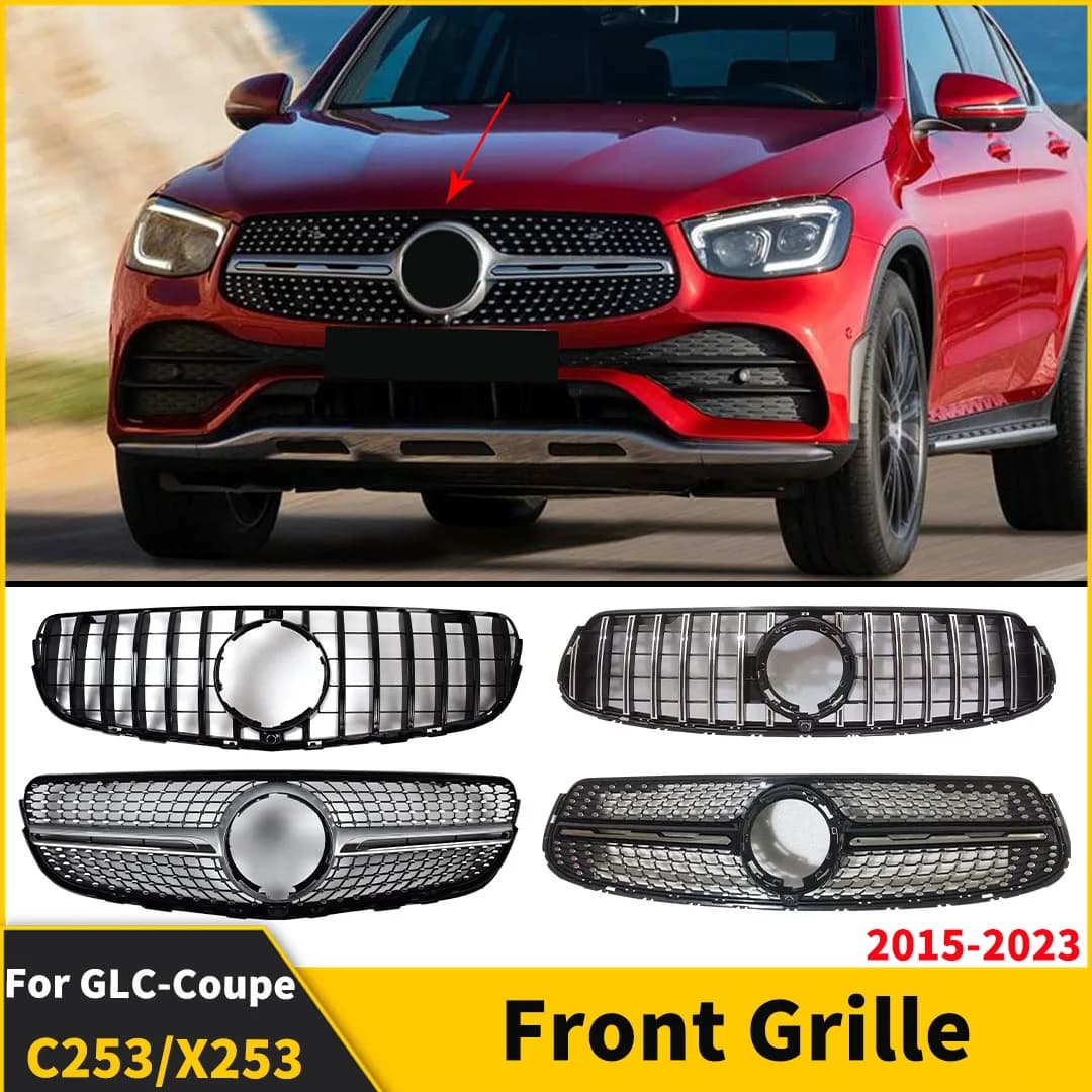 Front Grille Bumper Grill Grid Tuning Inlet Middle Mesh For Mercedes Benz GLC Coupe C253 X253 2015-2023 Accessories Part