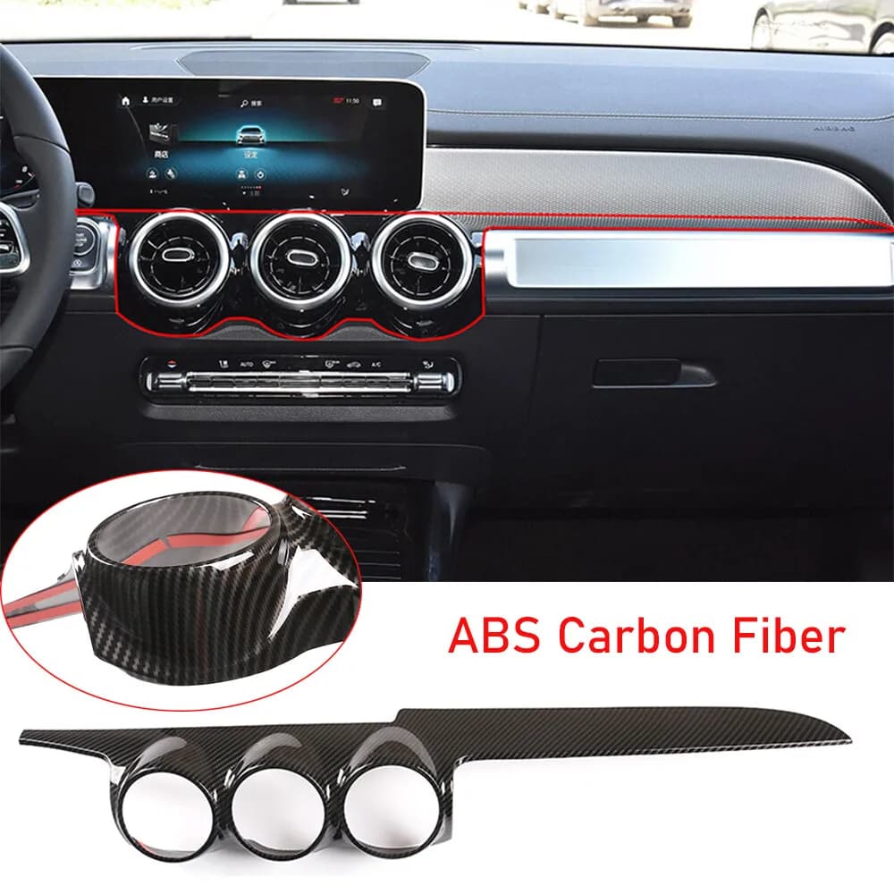 LHD ABS Carbon Control Dashboard Air Vent Trim For Benz GLB Class X247 2020-2023 Instrument Aircond Vent Cover Accessories