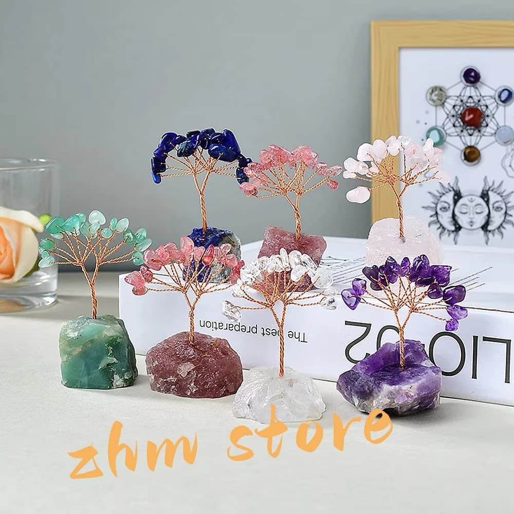 Natural Crystal Base 13cm Home Decorate Money Tree for Positive Energy,Gift for Lover,Friends,Families,Partners