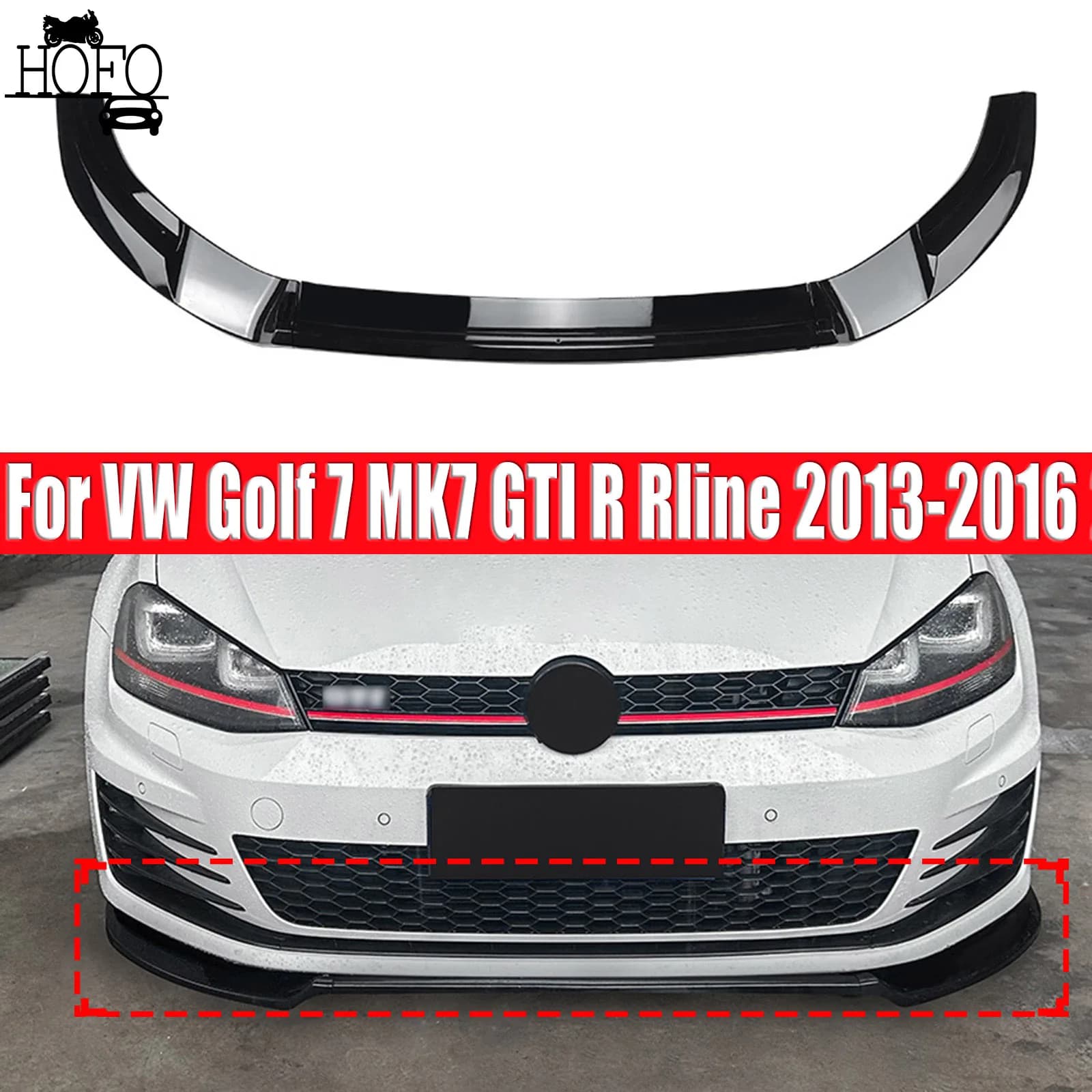 Car Front Bumper Lip Body Kit Spoiler Canard Splitter Diffuser For VW Golf 7 MK7 GTI R Rline 2013-2016 2014 2015