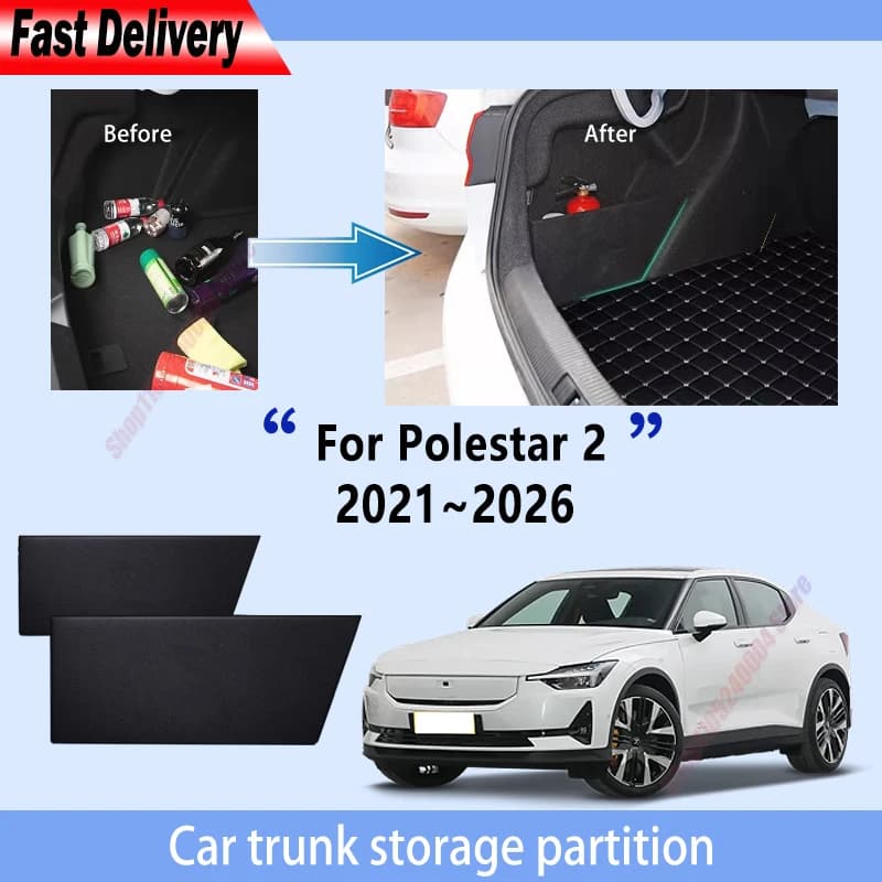 For Polestar 2 2021 2022 2023 2024 2025 2026 Thickening Trunk Partition Storage Box Multifunction Interior Parts Organizer