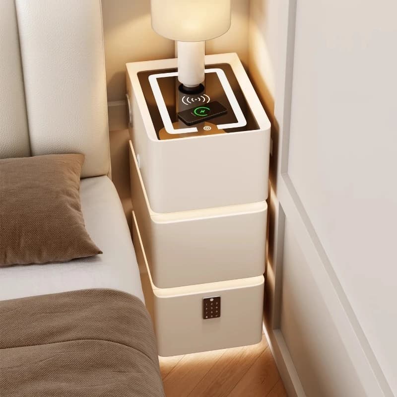 Bedroom Mobile Nightstand Smart Cabinets White Drawers Bedside Table Luxury Storage Organizer Charging Muebles Home Furniture