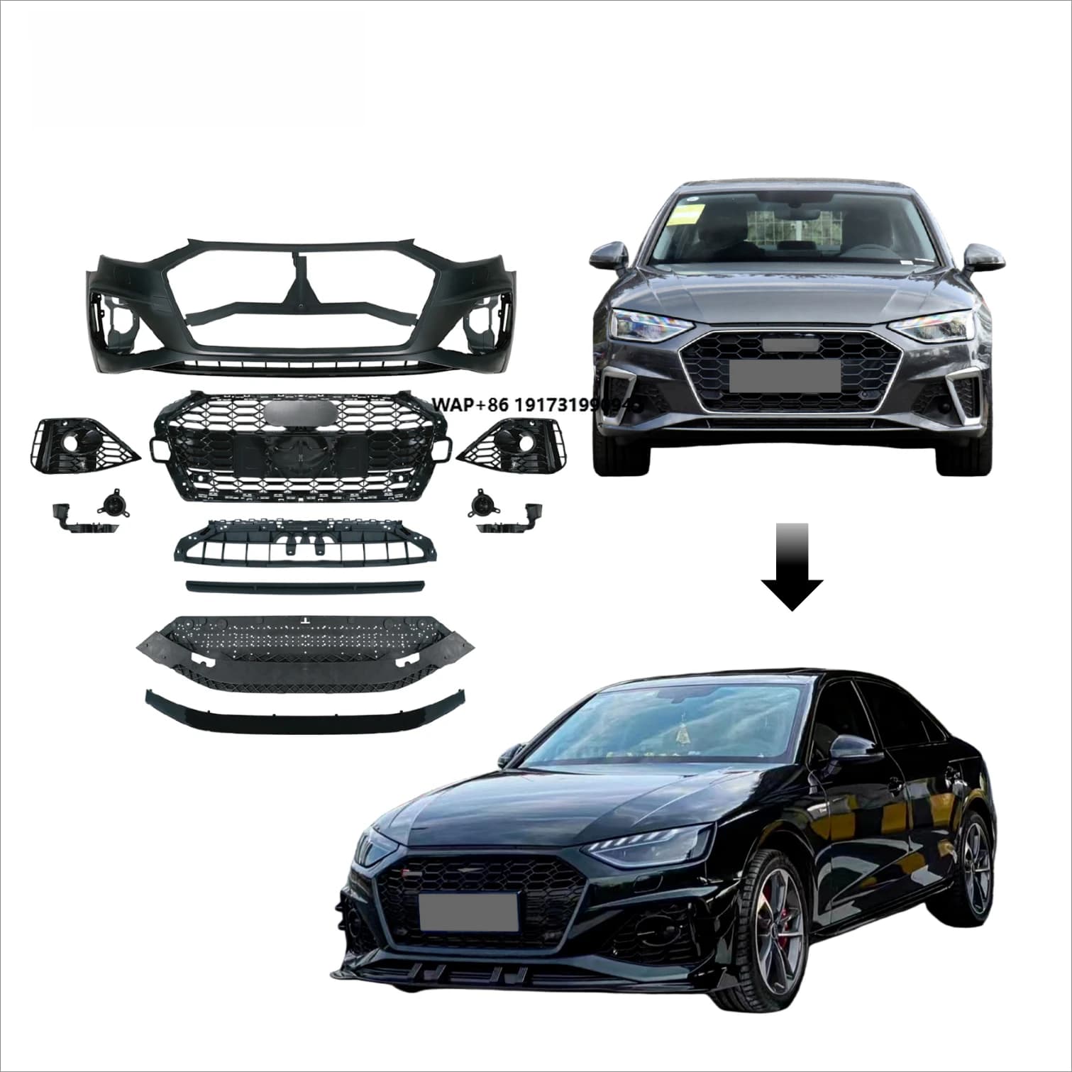 Hot Sale High Quality A4 Allroad Bodykit 2021-2024 Upgrade New Arrival Design Grille Front Bumper for A4 RS4