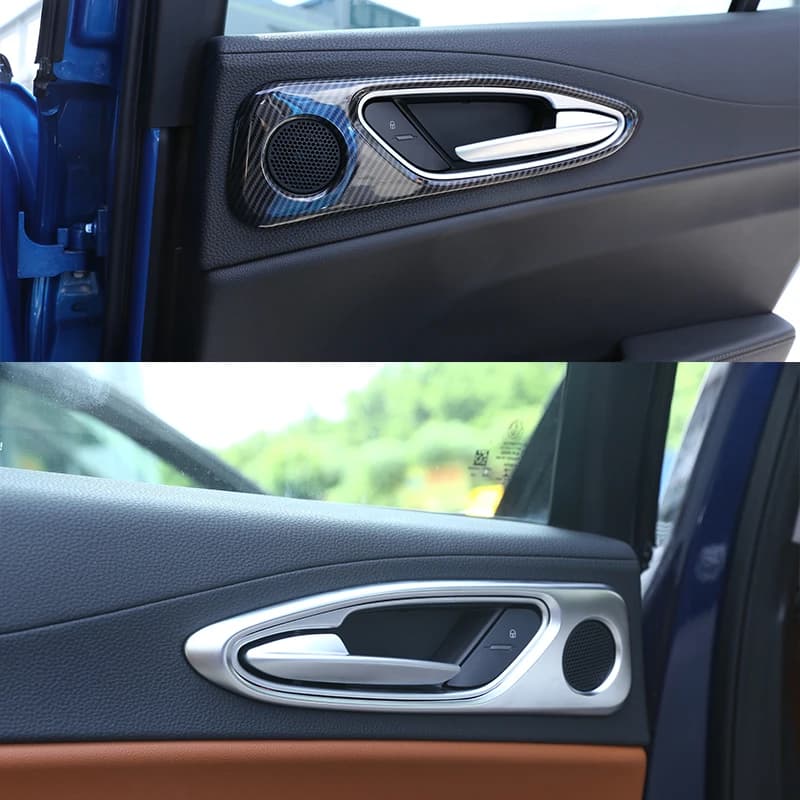 ABS Carbon Fiber/Silver For 2017 2018 2019 2020 Alfa Romeo Giulia Car Interior Door Handle Frame Cover Trim Auto Accessories