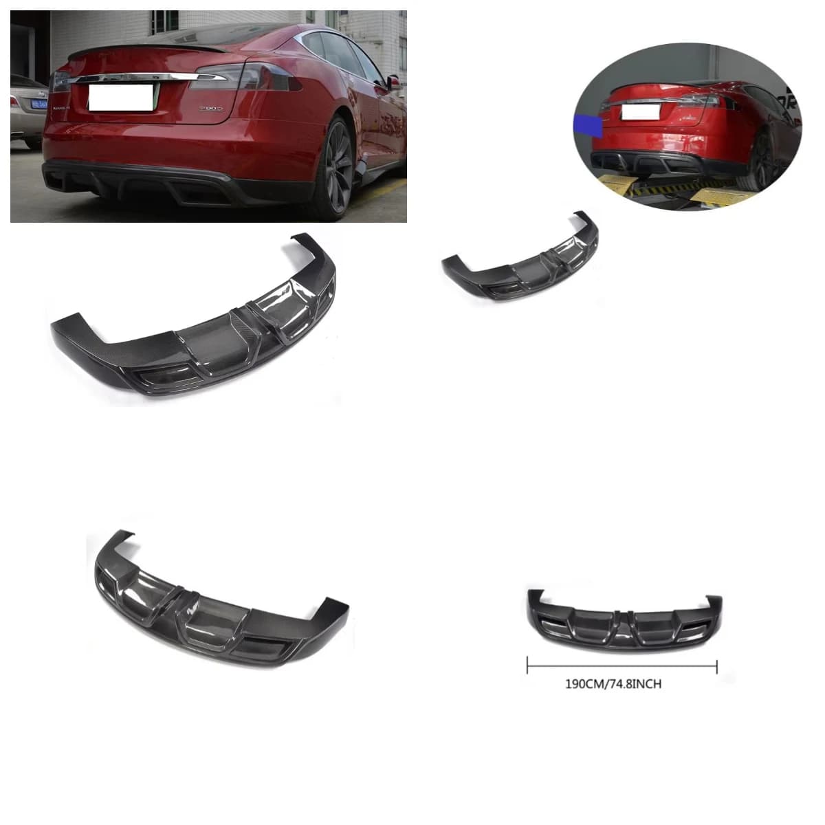 Carbon Fiber Rear Diffuser for Model S 2014-2020 High Quality