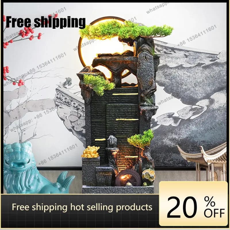 hot Desktop flowing water ornament circulating water office feng shui wheel opening gift