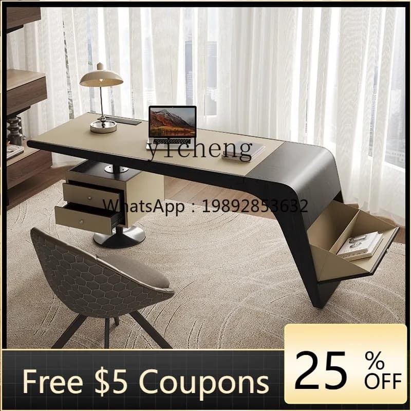 AB  Home Modern Designer High-Grade Leather Table Desk Study Office Computer Table