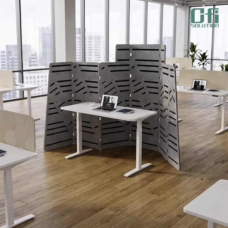 Sound Absorbing Eco-Friendly Polyester Acoustic Office Partition Engraving Acoustic Space Partition for Open Workspace