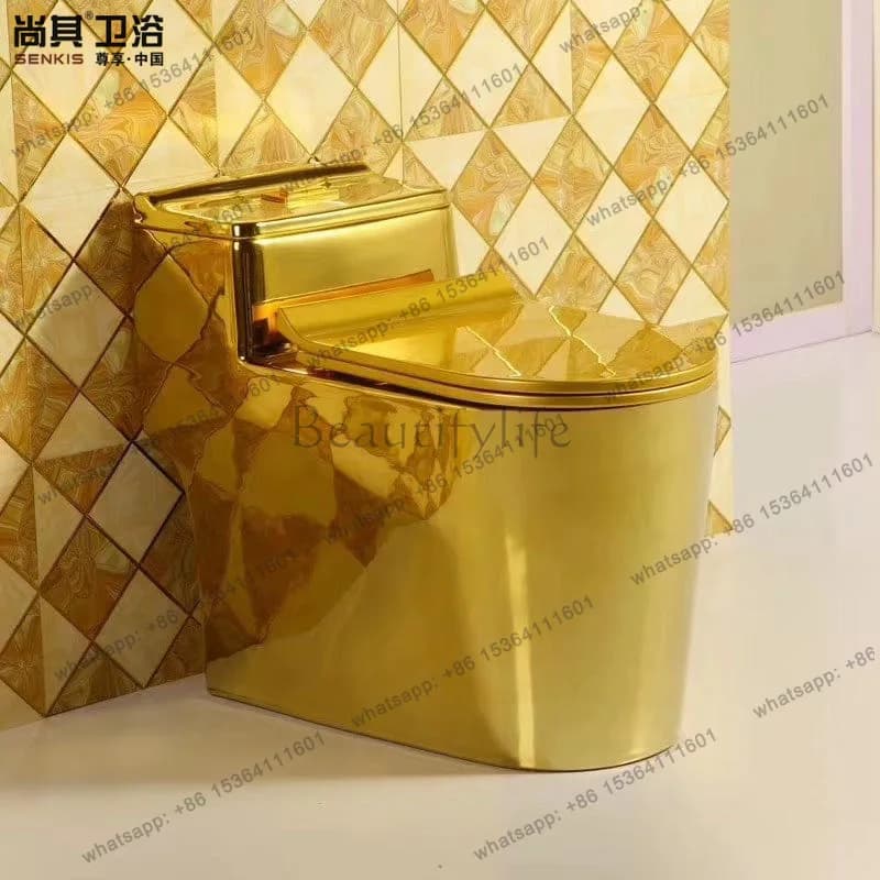 One-piece gold toilet siphon water-saving personalized pumping toilet does not fade