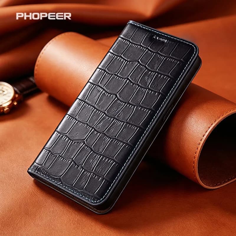 Luxury Genuine Leather Phone Case with Bamboo Joint Texture for Redmi 15/15C/14/14C/14R/13/13C/13R/12 4G/5G - EU Compatible