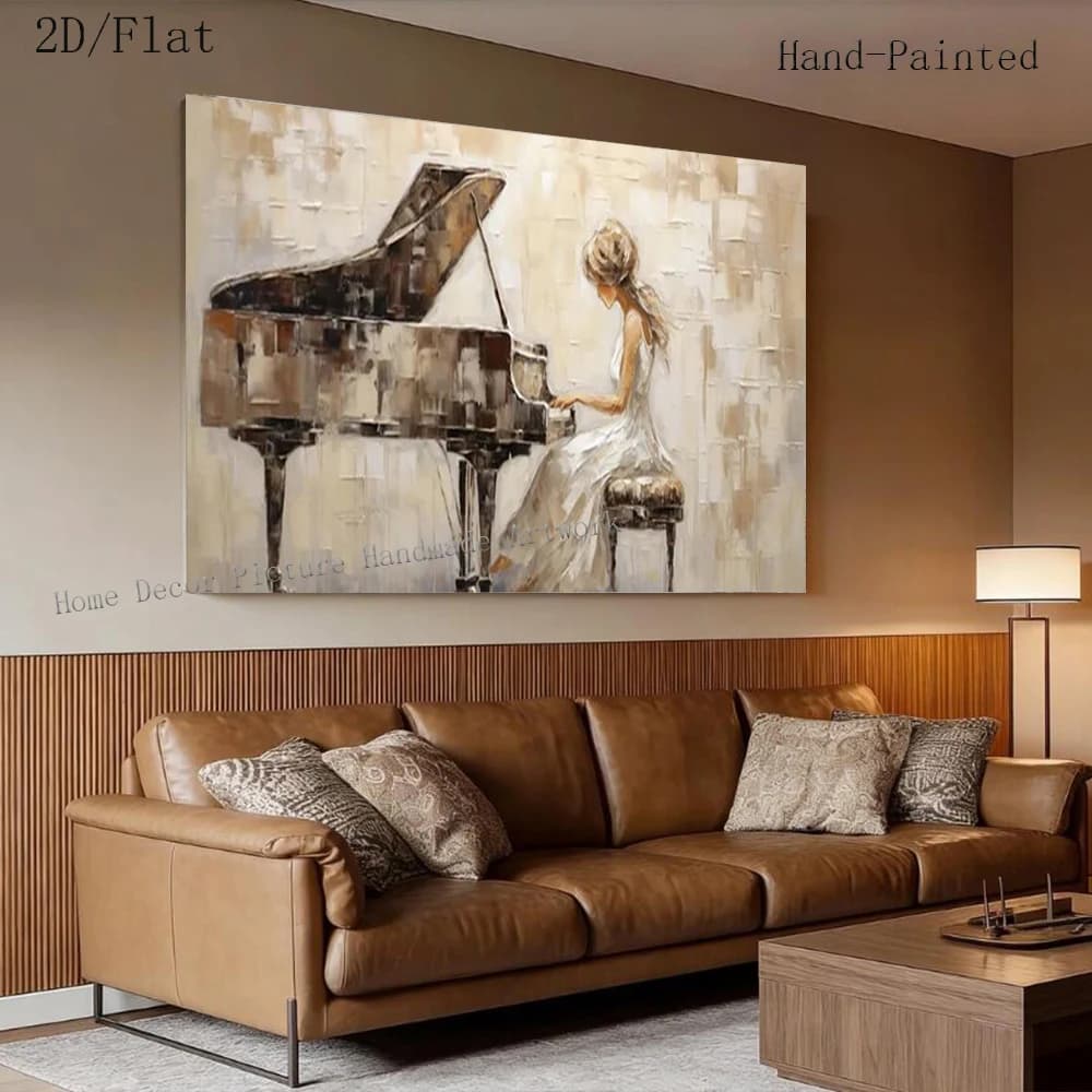 100% Handmade Abstract Oil Painting Piano Performance Live Roadshow Wall Art Picture Decor Home Living Room Unique Image Gift