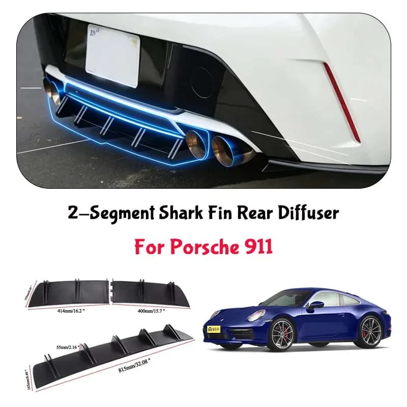For Porsche 911 Shark Fin Rear Diffuser Split Chassis Spoiler Auto Aerodynamic Parts Aerodynamic Modification
