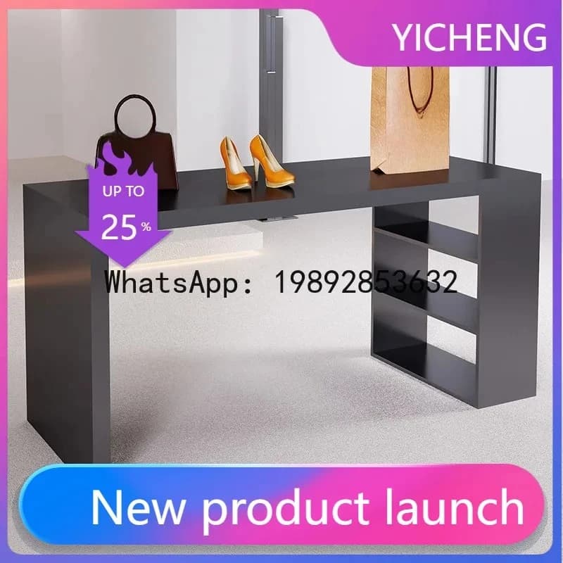 QQ Clothing Store Island Counter Flow Counter Stainless Steel Display Counter Storage Table Display Counter