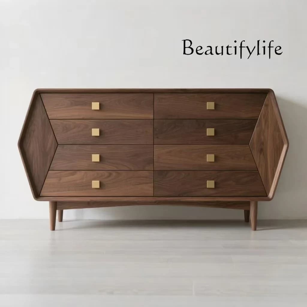 BJ Nordic Modern Solid Wood Eight-bucket Cabinet Storage Side Cabinet Living Room Bedroom Storage Drawer Storage Cabinet