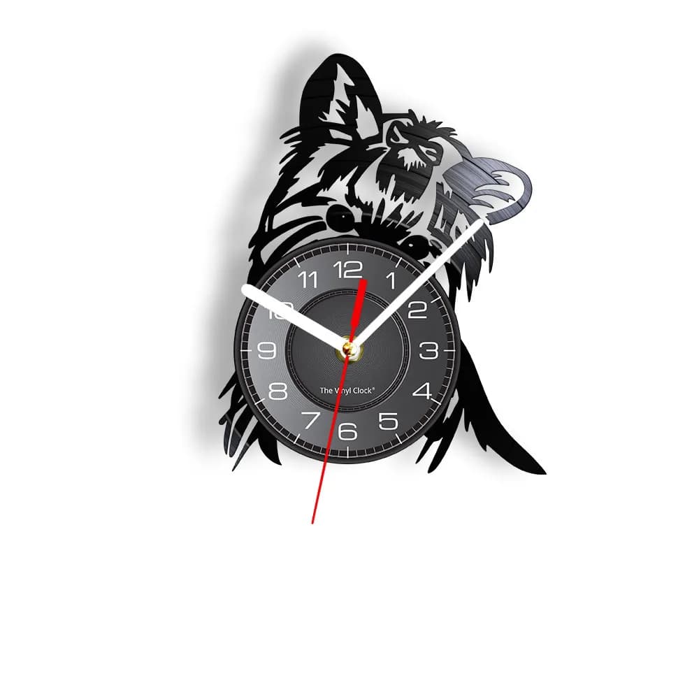 Yorkie Portrait Artist Dog Pet Shop Wall Art Wall Clock Puppy Ricky Yorkie Vinyl Record Clock Yorkshire Terrier Dog Breeds Gift