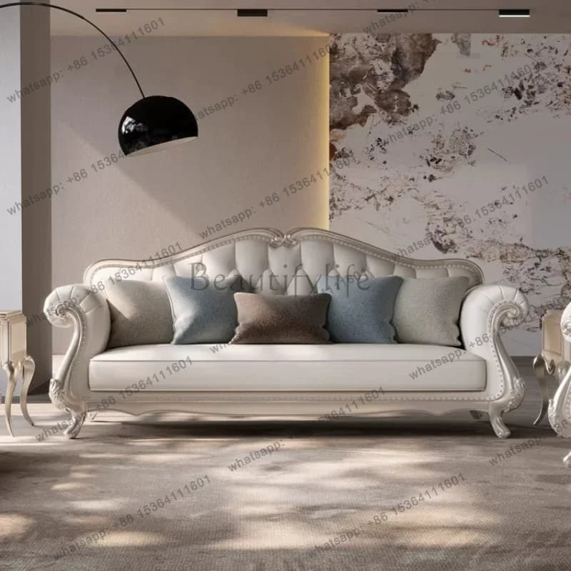 FG Home American style light luxury leather sofa retro single double triple quadruple living room sofas and seating couch furnit