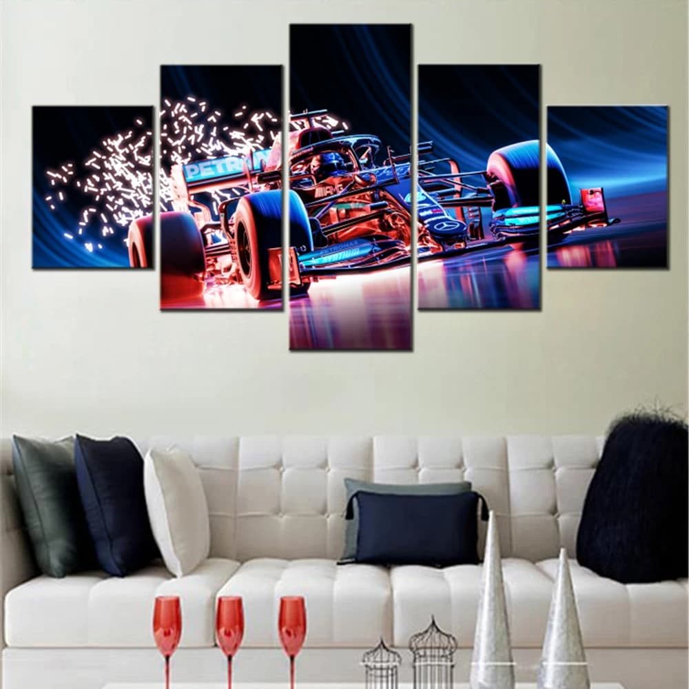 5 Pieces Wall Art Canvas Racing Car Performance Wallpaper Home Decor Living Room Poster Painting And Print Interior Art