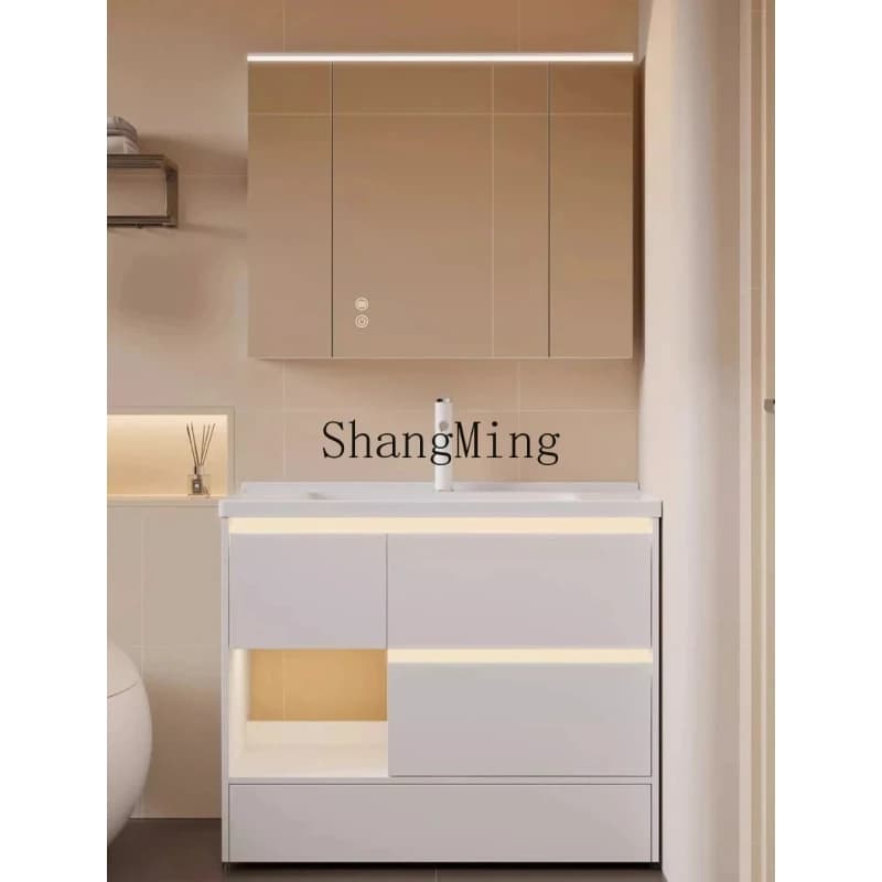SM floor-to-ceiling laundry table combination new simple wind bathroom cabinet ceramic integrated basin bathroom cabinet