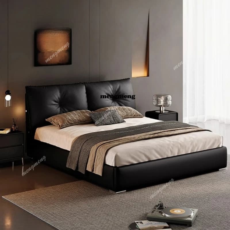 Italian Minimalist Bed Headboards Designer Princess Light Luxury Double Bedroom Modern Bed Unique Lounge Muebles Home Furniture