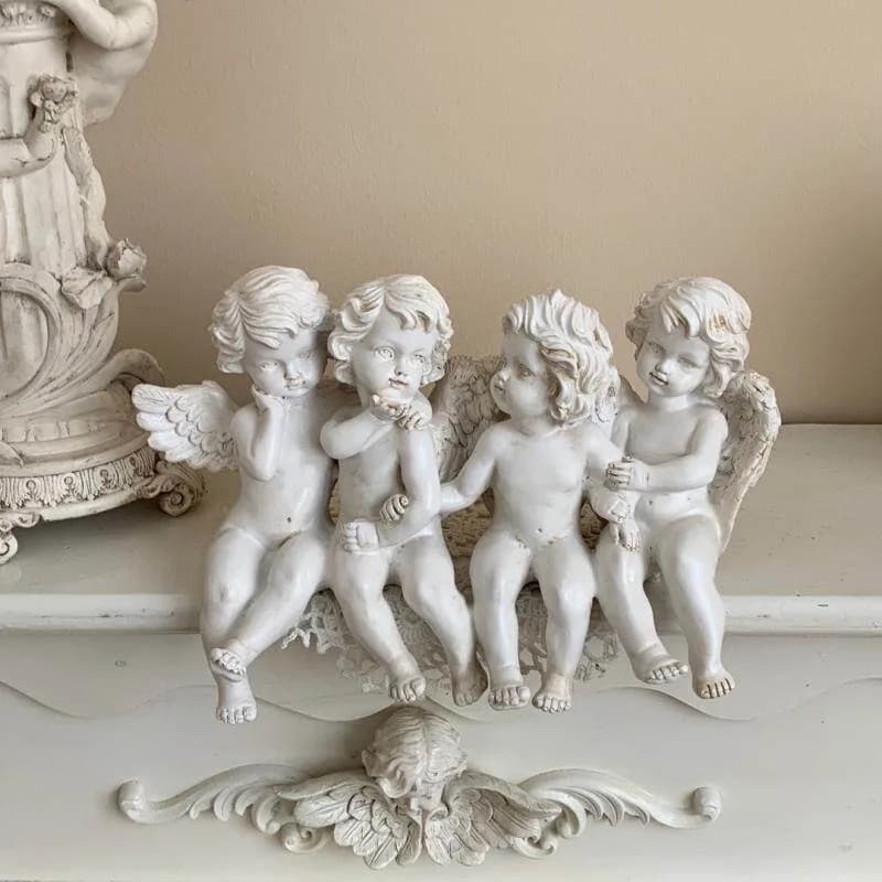 European Retro Old Resin Four Angels Home Balcony Garden Decoration Home Accessories Para Casa E Decoração Adornos Para Casa