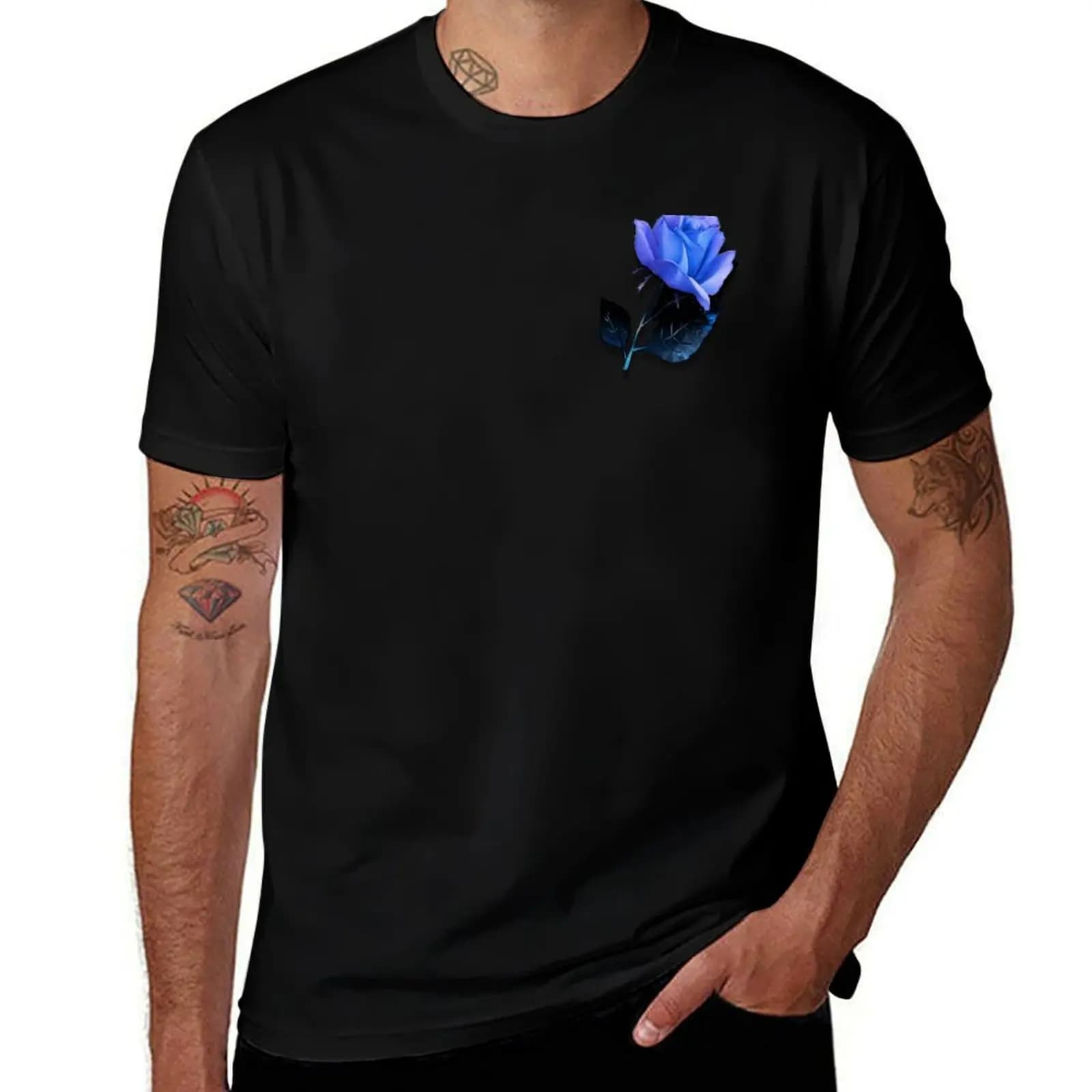 Blue Rose II T-Shirt Everyday Wear Basic Short Sleeve Top T-Shirt