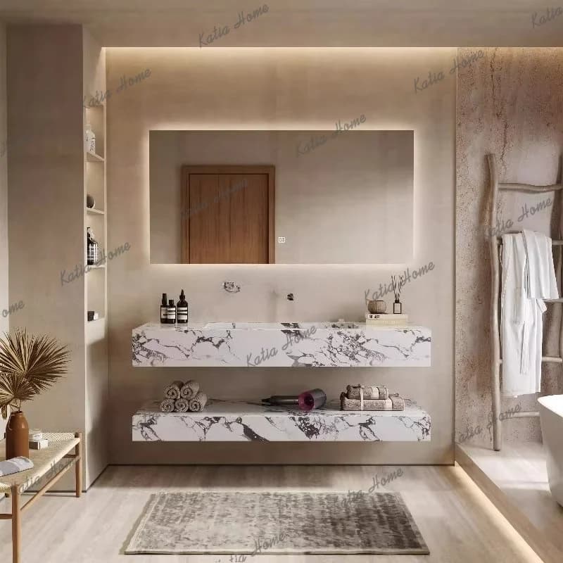 PG Slate seamless integrated basin bathroom cabinet small apartment modern simple advanced customization