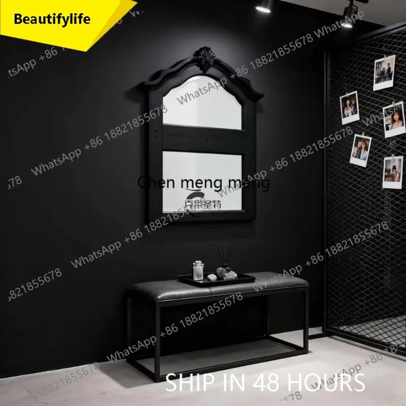 A17 French medieval bathroom bathroom mirror wall hanging bedroom retro vanity mirror American