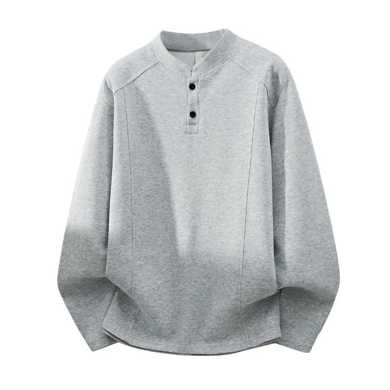 The Highly Anticipated Henry Collar Hoodie Men's Spring New Style Loose American Deconstructed Long-sleeved T-shirt Base Layer