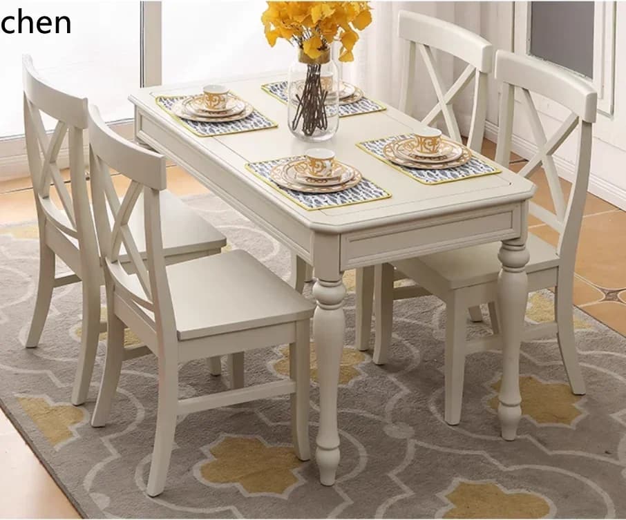 y8- American country all solid wood dining table dining chair combination rectangular dining table restaurant francais