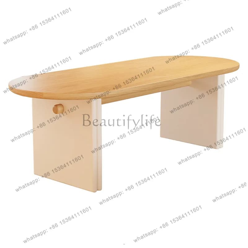 Log Cream Wind Solid Wood Dining Table Household Ash Wood Dining Table Premium Sense