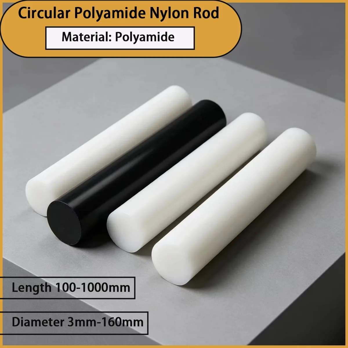 Diameter 3mm-160mm black/white polyamide nylon round rod used for mechanical parts such as shaft sleeves and pads