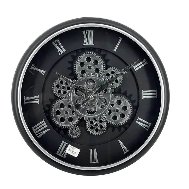 Luxury Industrial Gear Wall Clock Decoration Retro Silent Mechanical Large Home Decorative Room Art Style Gift Wall Clock 16inch