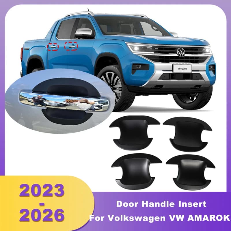 ABS Door Handle Bowl Door Insert Cover Matte Black For Volkswagen VW AMAROK 2023 2024 2025 2026 Double Cabin