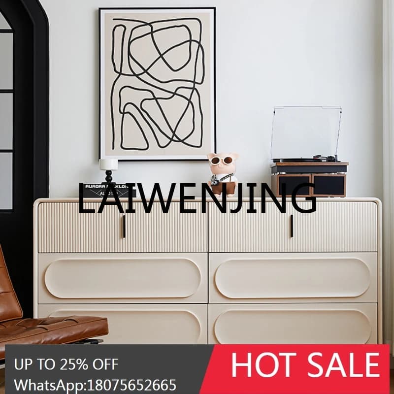 French Cream Style Chest of Six Drawers Modern Living Room Entrance Dining Side Wall Storage Bedroom Bed Front Cabinet