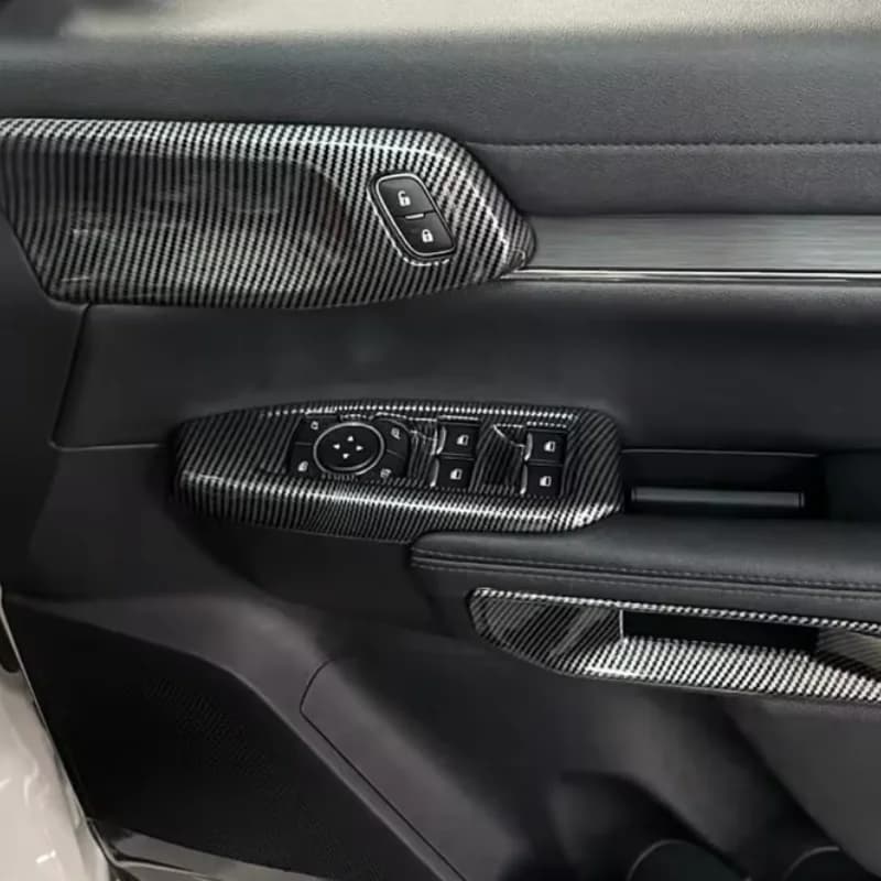 ABS Carbon Window Glass Lift Trim Switch Button Panel Interior Decorative LHD RHD For Ford Ranger Everest 2023-24