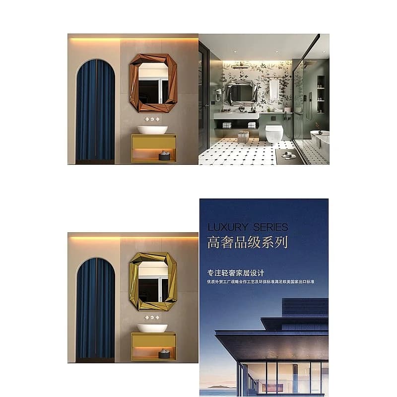 Self-Adhesive Square Wall Mirror, Waterproof Round Corner, Small Dorm Bathroom Mirror (No Drill)
