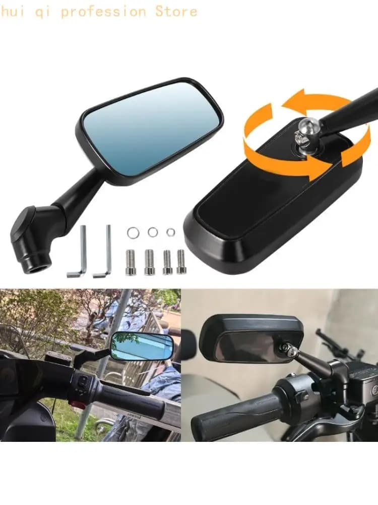 Motorcycle Mirror with Ball Joint Adjustment and Blue Mirror Lens H8WE