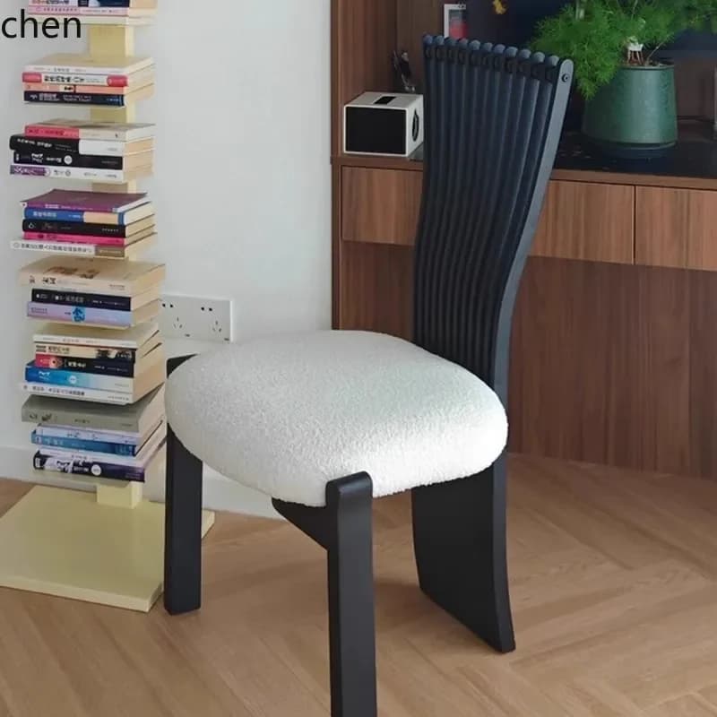 X6-3  home chair retro creative fan-shaped chair solid wood back dining chair